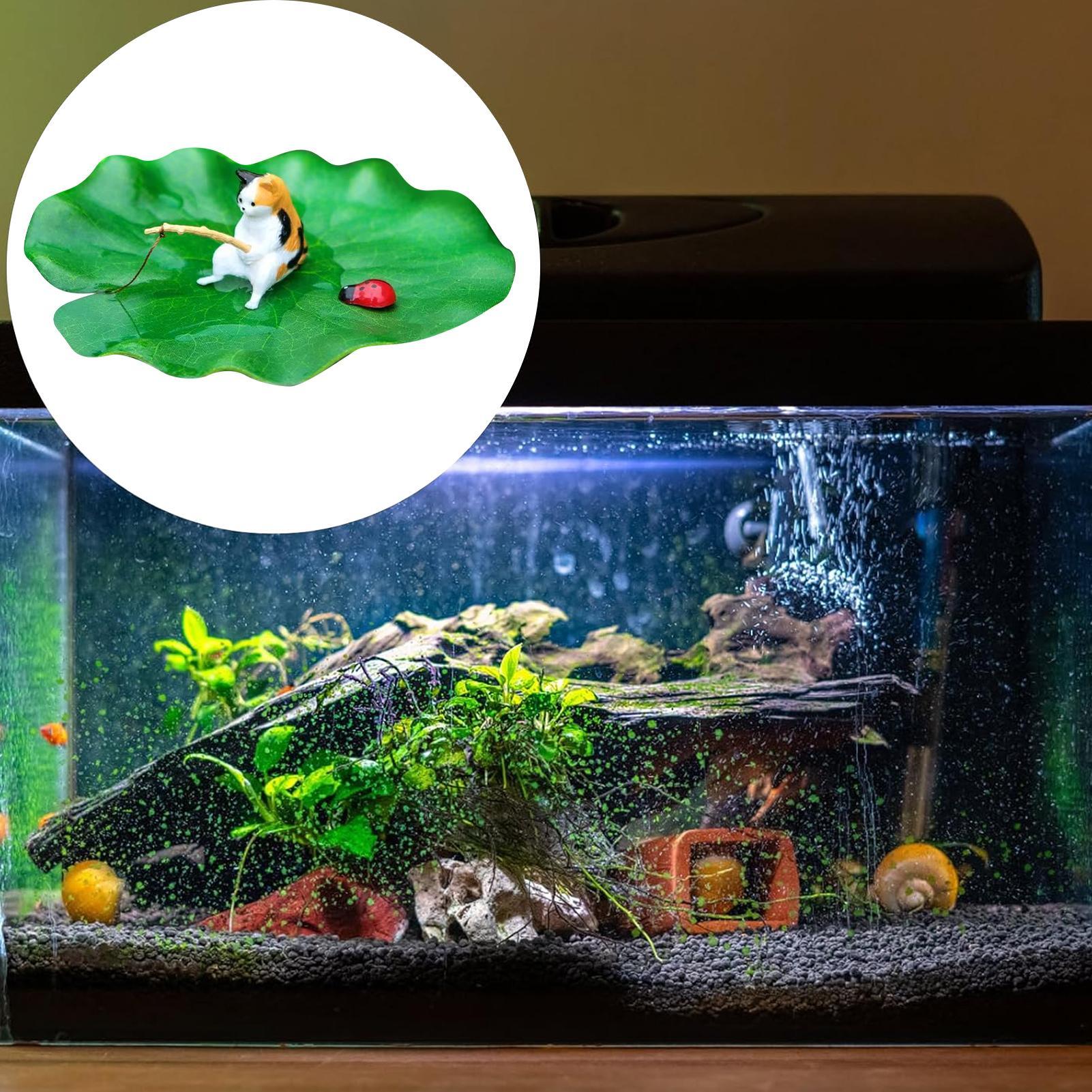 떠다니는 연잎 위에서 낚시를 하는 고양이 모형 장식품, - Aquarium Fish Names 리뷰 및 가격