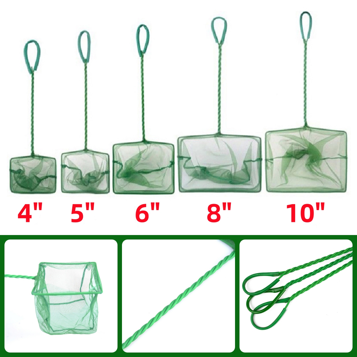 3 ~ 10 인치 휴대용 나일론 녹색 물고기 그물 수족 - Aquarium Fish Long 리뷰 및 가격